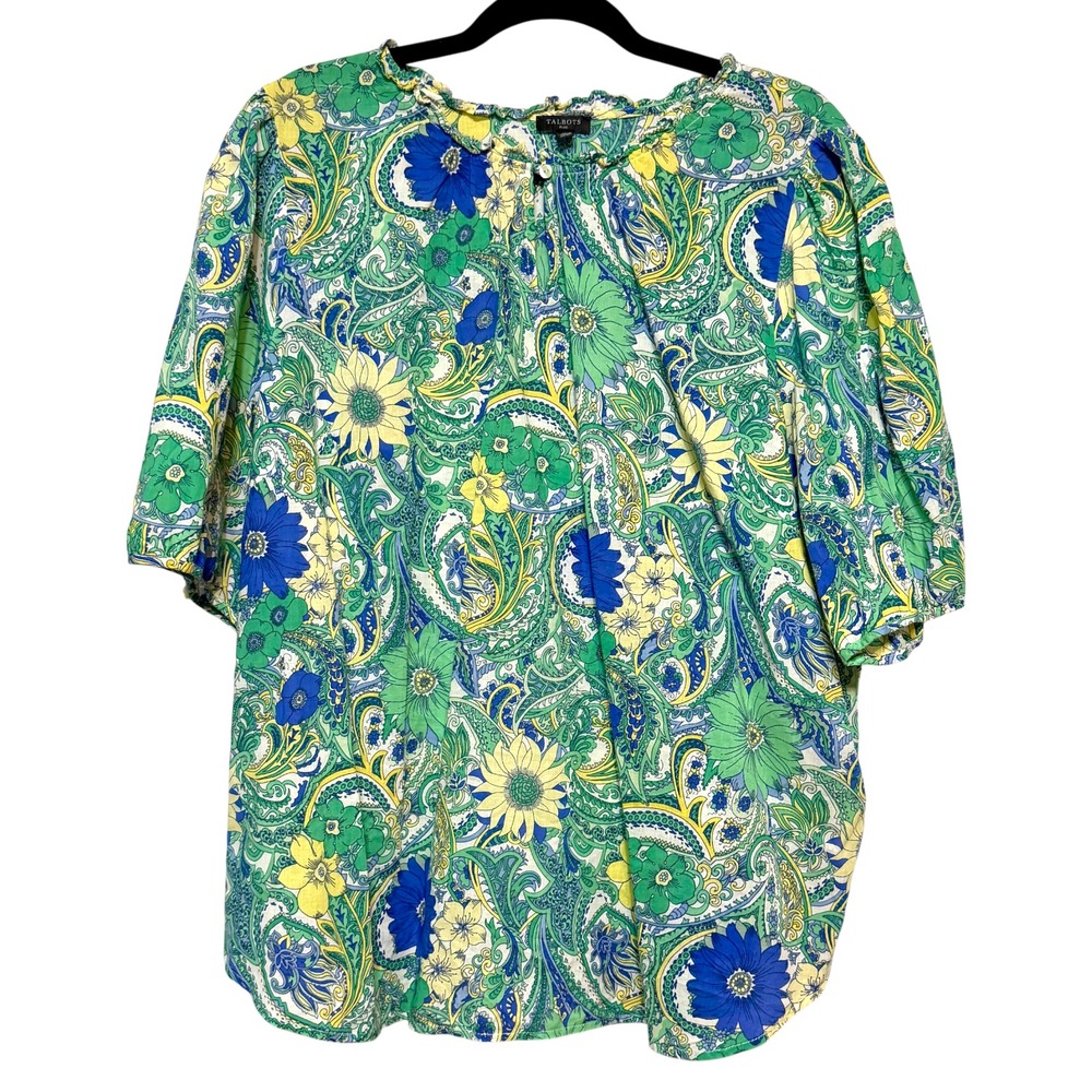 Talbots Cottagecore Blouse Womens Plus 2X Artsy Countryside Coastal Grandma Chic